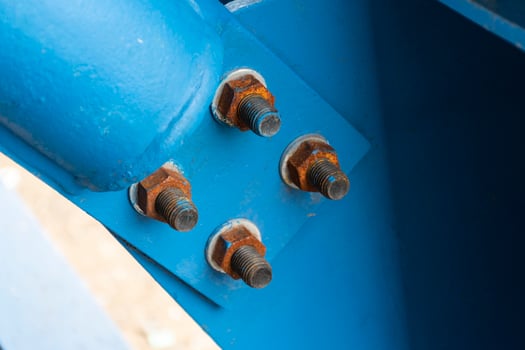 Scaffolding steel frame at construction site photo