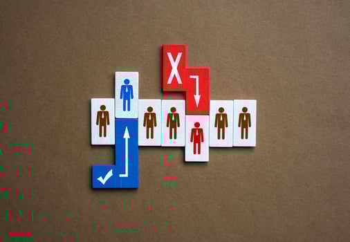 Promotion of one employee, dismissal of another worker. Reorganization and restructuring of the team. Selection of a new leader. Personnel management skills. Leadership, team optimization photo