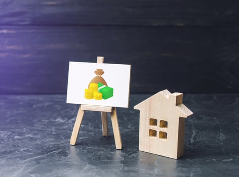 House and income. Property valuation. Home purchase, invest in real estate. Property appraisal. Favorable terms and conditions, low interest rate. Mortgage loan. photo