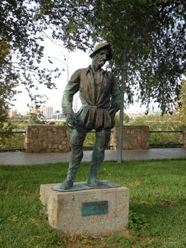 Badajoz, Spain, 27 October 2022, Statue in homage to the Spanish explorer Francisco Pizarro photo