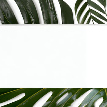 background with leaves. Generative AI. photo