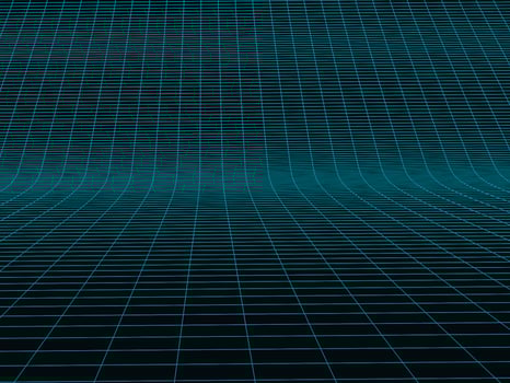 Abstract wireframe landscape background. Perspective grid. 3d illustration. Abstract wireframe landscape. Retro futuristic vector grid. Technology neon background. photo