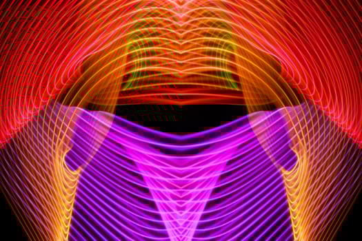 Abstract background of colored blue, pink, yellow, orange stripes. photo