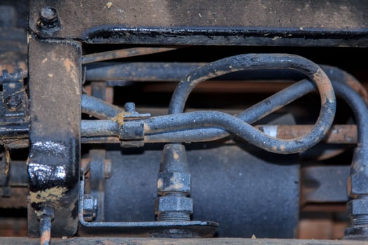 Brake cylinders or brake pumps of heavy trucks are essential for driving and maneuvering the vehicle and brake cables in the factory and maintaining normal operation. photo