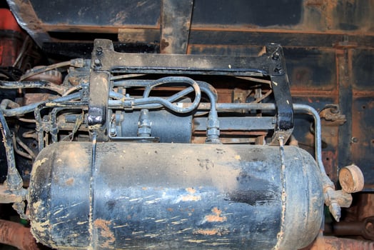 Brake cylinders or brake pumps of heavy trucks are essential for driving and maneuvering the vehicle and brake cables in the factory and maintaining normal operation. photo
