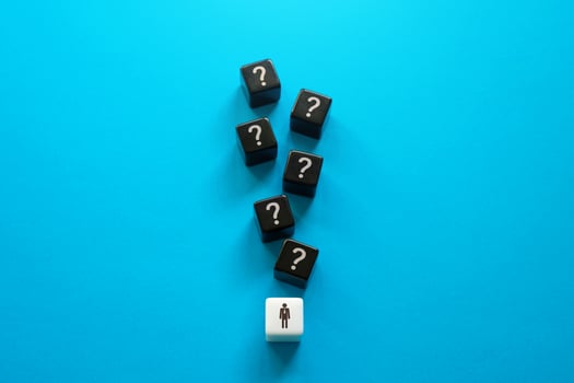 Man and his questions. Thoughts, reasoning and dreams. Introspection, asking yourself questions. Make plans and life goals. Search for answers. Reveal the secrets. Doubts and fears. photo