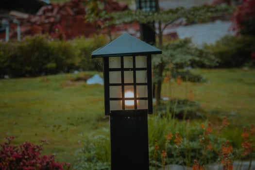 a scenic object of garden lights in the rainy season photo