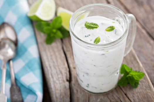Mint and lime yougurt sauce photo