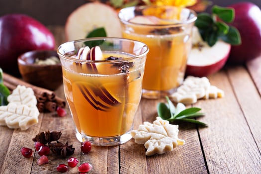 Warm apple cider with spices photo
