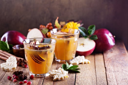 Warm apple cider with spices photo