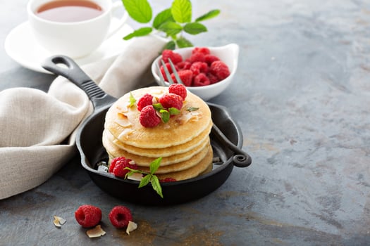 Stack of fluffy buttermilk pancakes photo