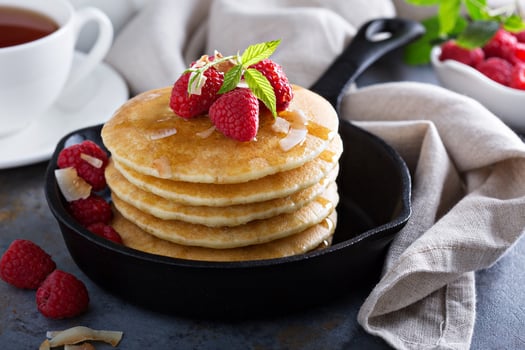 Stack of fluffy buttermilk pancakes photo