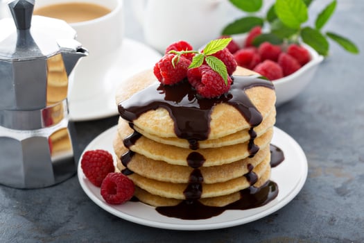 Stack of fluffy buttermilk pancakes photo