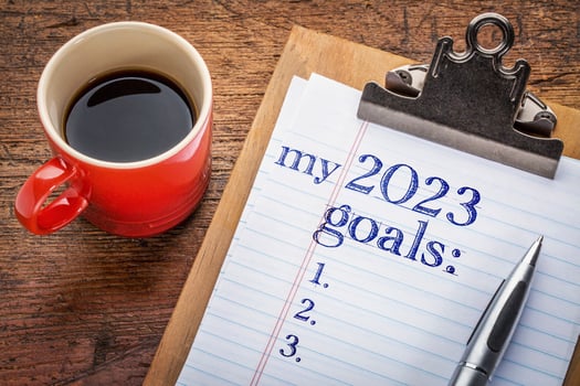 2023 goals list on clipboard photo