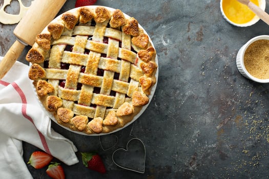 Strawberry pie overhead shot photo