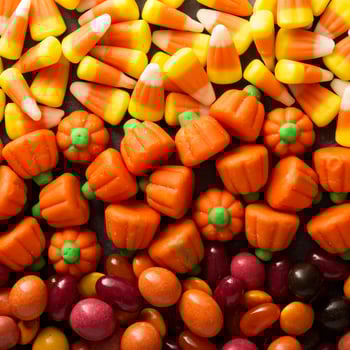Candy corn and pumpkin Halloween background photo