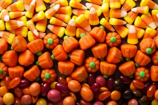 Candy corn and pumpkin Halloween background photo