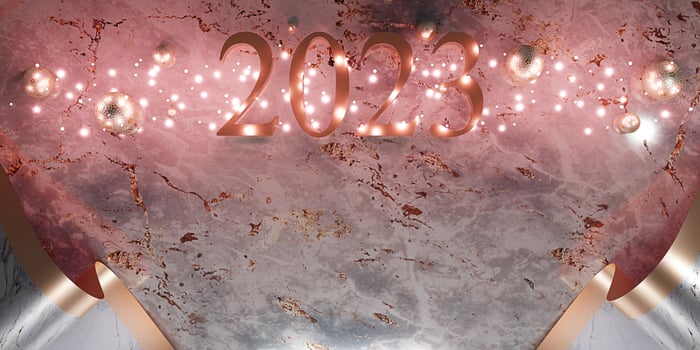 happy new year 2023 christmas marble background 3d illustration new year background photo