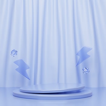 flash sale banner with podium template design and lightning icons photo