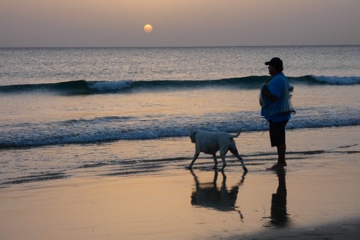 Beach shore fishing, traditional fishing as a hobby photo