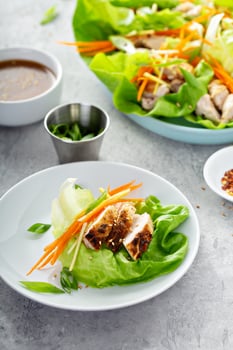 Asian grilled chicken ginger lettuce wraps photo