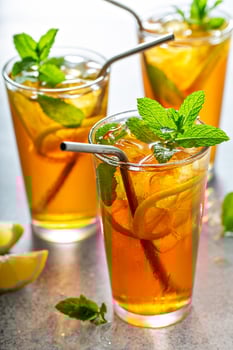 Iced tea with lemon and mint photo