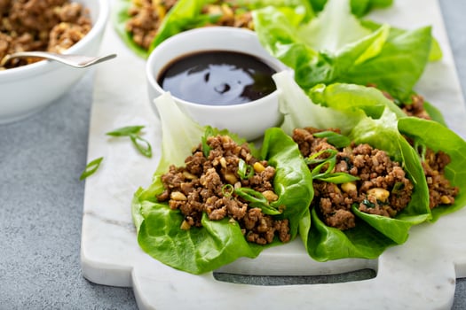 Chicken or turkey asian lettuce wraps photo