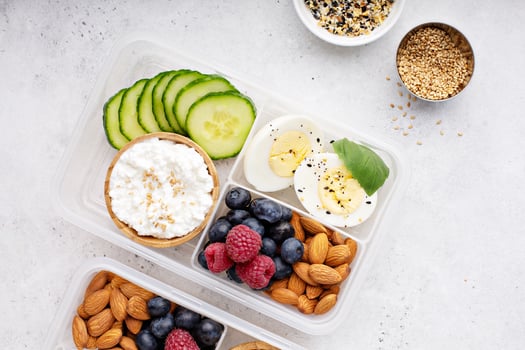 Lunch or snack box with high protein food photo