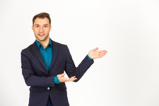 business man pointing space photo
