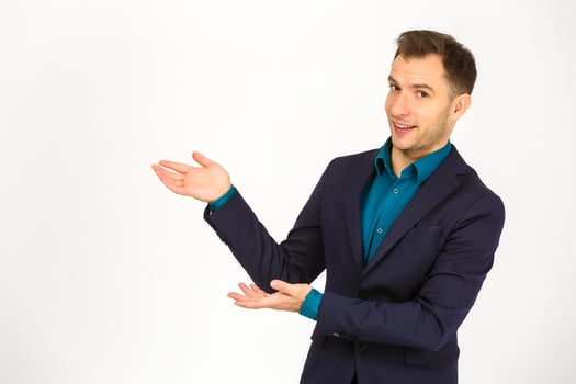 business man pointing space photo