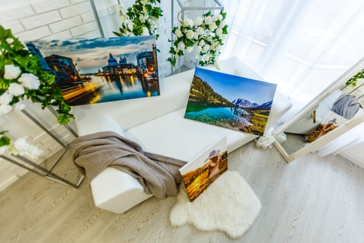 Modern lliving room interior with venice, italy, canvas on the wall - it is my photo available in shutterstock gallery