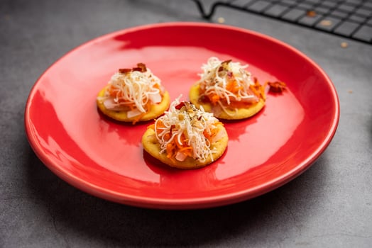 Papdi pizza are mini food bites, Indian kids favourite party snack photo