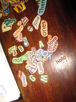 Scrapbooking Supplies and Newspaper Cuttings Scattered On Table In Karachi Pakistan 2022 photo