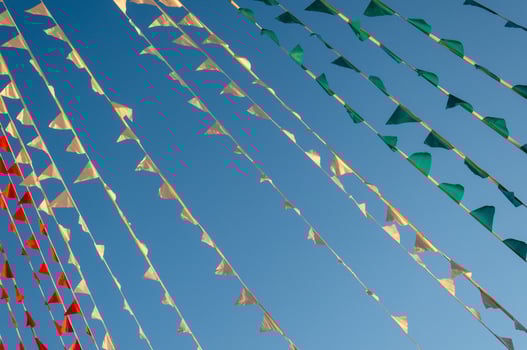 Colorful mexico fiesta flags green white and red color photo