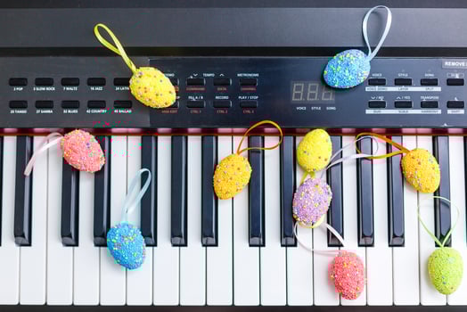 Easter eggs on piano musical Easter photo