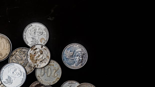 pile of rupiah coins as background photo