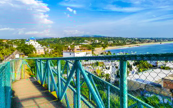 Pedestrian bridge overpass passerelle walkway skyway in Puerto Escondido Mexico. photo