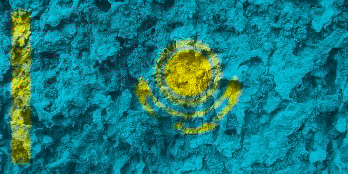 kazakhstan flag texture as the background photo