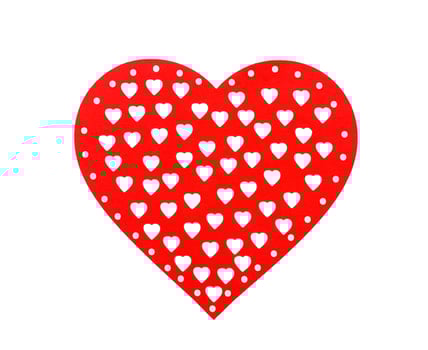 red hearts isolated on white background, decorative heart for Valentine day photo