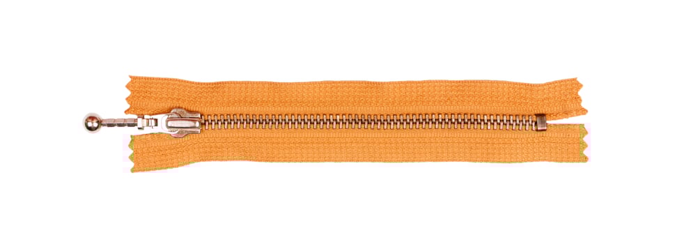 orange zipper isolated on white. top view photo
