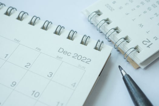 detail shot of a calendar with a December month photo
