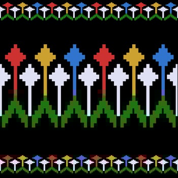 Beautiful colorful christmas Thai knitted embroidery . geometric ethnic oriental pattern traditional on black background, Thai pattern culture isolated with clipping path photo