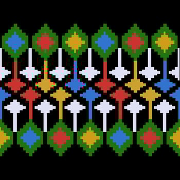 Beautiful colorful christmas Thai knitted embroidery . geometric ethnic oriental pattern traditional on black background, Thai pattern culture isolated with clipping path photo
