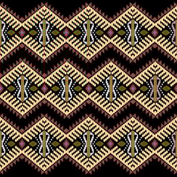 Beautiful colorful Thai knitted embroidery. geometric ethnic oriental pattern traditional on black background, Thai pattern culture photo