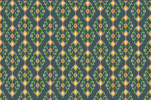 Beautiful colorful Thai knitted embroidery. geometric ethnic oriental pattern traditional on black background, Thai modern luxury pattern culture with clipping path, photo