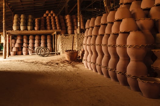 Thai culture. Traditional ceramic pottery from ratchaburi. photo