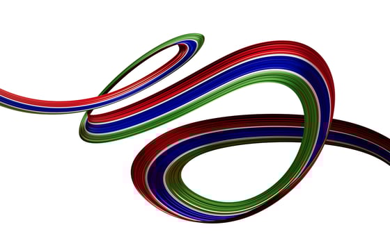 Waving ribbon or banner with flag of Gambia. independence day 3d illustration photo