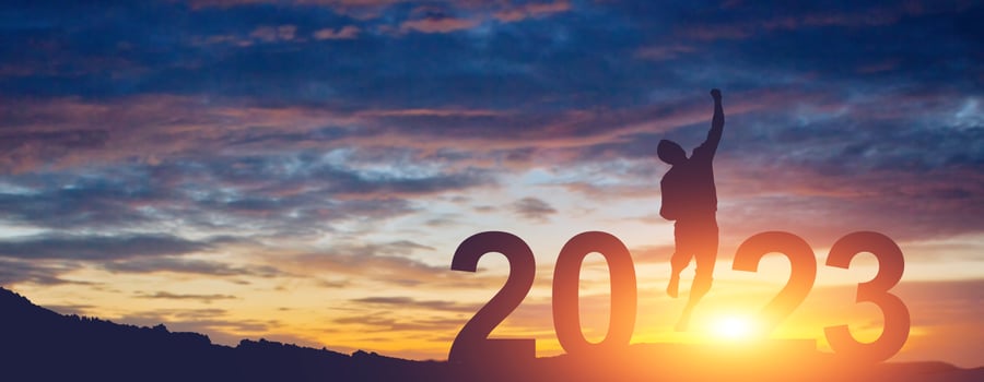Happy New Year Background. Successful jump to the year 2023. photo