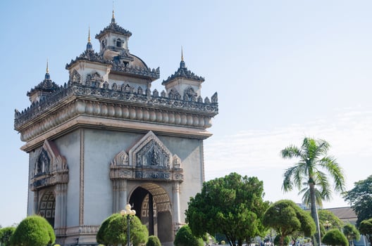 Patuxai Victory Monument or Victory Gate Landmark of Vientiane City of Laos photo