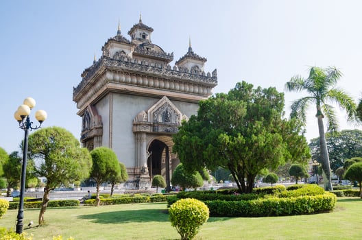 Patuxai Victory Monument or Victory Gate Landmark of Vientiane City of Laos photo